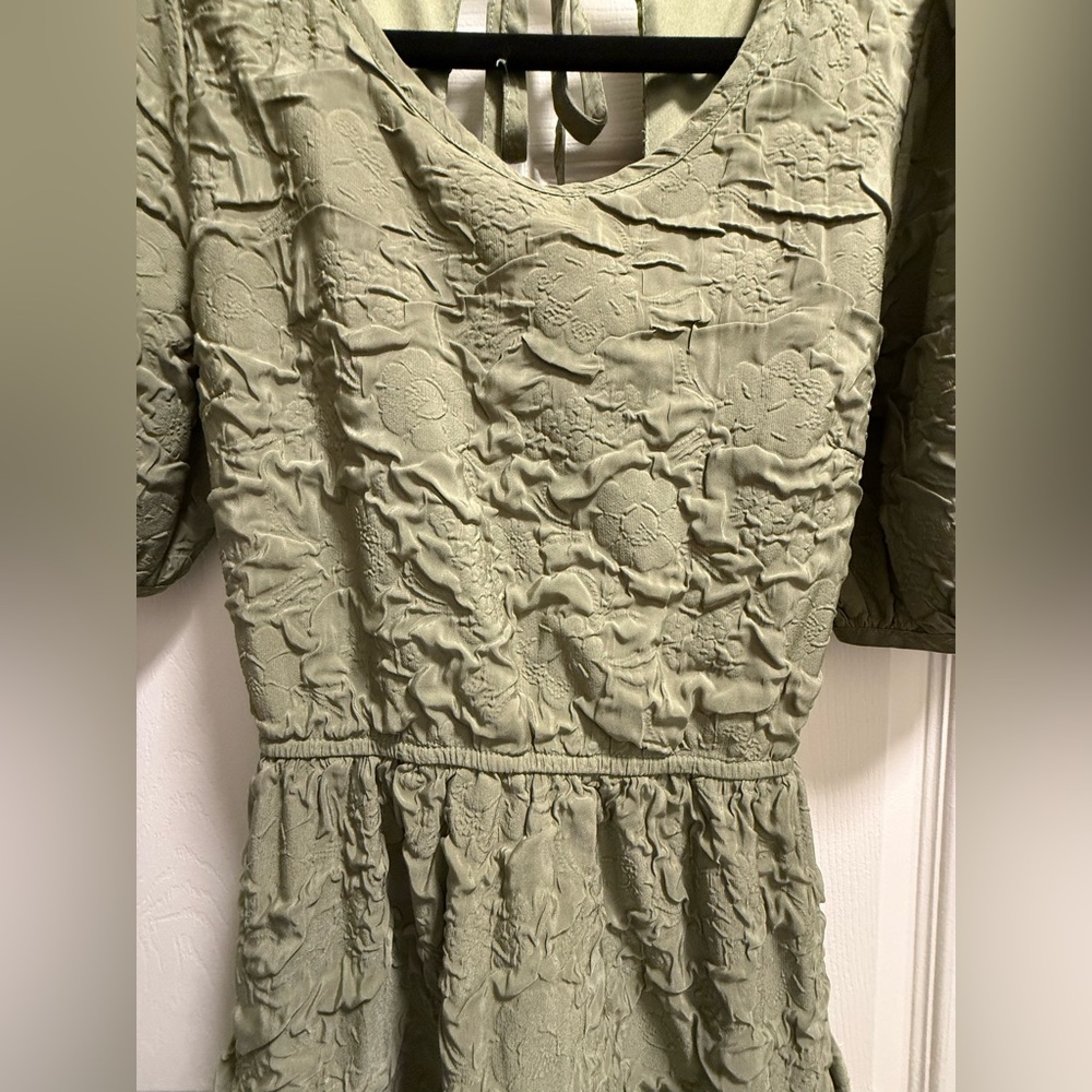 Moon River - Anthropologie - Sage Green Cottagecore Puff Sleeve Midi Dress - S - Picture 2 of 6